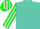 Turquoise green, turquoise green and white striped sleeves and cap