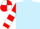 Light blue, red and white hooped sleeves, quartered cap