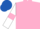 pink, white sleeves, pink armlets, royal blue cap