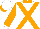 White, orange crossed sashes, collar and sleeves, white cuffs and cap, orange peak