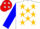 White, red and blue tsm, gold stars,  red sleeve, blue sleeve