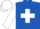 Royal blue, white maltese cross, sleeves and cap