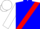 Blue, red sash, white sleeves and cap