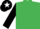 Emerald green, black sleeves, black cap, white star