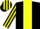 Black, yellow stripe, striped sleeves and cap