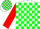 White, green blocks on red sleeves