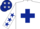 White, dark blue cross belts, white sleeves, dark blue stars and cap