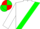 White, red, white and green striped sash, red and green quartered cap