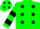 Luminous green, black spots, hooped sleeves, luminous green cap, black spots
