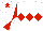 White, red triple diamond, red sleeves, white diabolo, white cap, red star