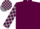 Maroon, maroon and grey check sleeves and cap