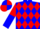 Blue, red band of diamonds, red and blue halved sleeves, quartered cap