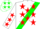 White ,green sash red stars