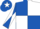 Royal blue and white (quartered), diabolo on sleeves, royal blue cap, white star