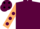 Maroon, beige sleeves, maroon spots