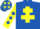 Royal blue, yellow cross of lorraine, yellow sleeves, royal blue diamonds, royal blue cap, yellow stars