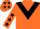 Orange, black chevron, orange sleeves, black stars, orange cap, black stars