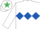 WHITE, royal blue triple diamond, white cap, emerald green star