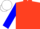 Scarlet, Blue sleeves and collar, white cap