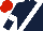 Dark Blue, White sash and armlets, Red cap
