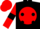 Black, red disc, red sleeves, black armlets and spots on red cap