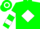 Green, White Diamond Frame, Green and White hooped sleeves and cap