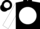 Black, 'r w racing' on white ball, white sleeves