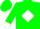 Green, green 'amb' in white diamond, white cuffs on green sleeves