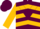 Maroon, gold chevrons, maroon chevron on gold sleeves