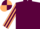 Maroon, beige and maroon striped sleeves, quartered cap