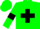 Green body, black cross belts, green arms, black armlets, green cap