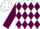 White, gold framed maroon diamonds, gold ''ashwood'' on maroon sleeves