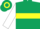 Dark green, yellow hoop, white sleeves