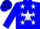 Blue, black ''c/r'' in white star, white stars on blue sleeves