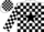 White, black and multi-colored shooting star, black blocks