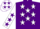 Purple, white stars, white sleeves, purple stars, white cap, purple stars