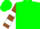 Green, white and brown cotton boll, white 'd-z', white bars on sleeves