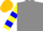 Grey, yellow and blue hooped sleeves, gold cap