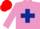 Mauve, dark blue cross belts, red cap