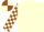 Cream, cream and brown checked sleeves, quartered cap