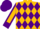 Gold, purple band of diamonds, gold sleeves, purple seams, cuffs and cap, gold peak