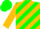 Green, gold diagonal stripes, gold sleeves, green cap