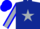Dark blue, silver star, silver sleeves, blue seams, blue cap