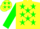 Yellow, green stars, green sleeves, yellow cap, green stars