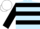 LIGHT BLUE, BLACK hoops and sleeves, WHITE cap