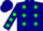 Navy blue, green dots