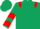 Dark Green, Red epaulets, chevrons on sleeves