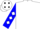 White, blue sleeves, white diamonds