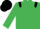 Emerald green, black epaulets, black cap