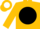 Gold, white 'ks' on black ball, white and black arm bands